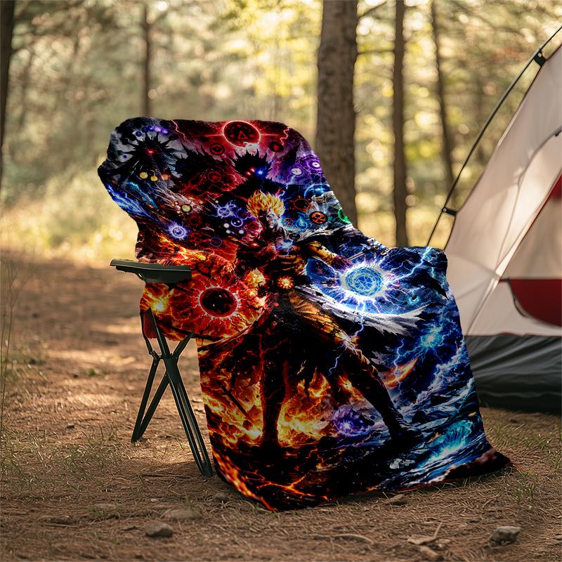 Power Light Print Flannel Blanket, Soft Warm Lightweight Throw Blanket for living Room,Sofa Bed Camping office