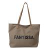 Canvas Bag Women's One Shoulder Large Capacity Letter Print Casual Tote Bag Students Simple Outing Tote Bag