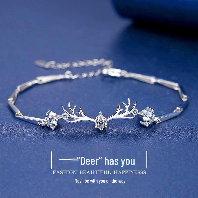 Серебряный браслет с рогами для женщин - Стильный, простой, персонализированный рождественский подарок, ювелирное изделие