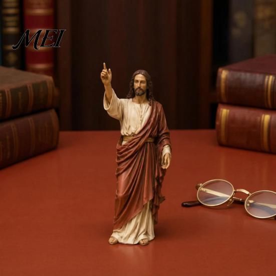 Spiritual Gifts for Easter Christmas Jesus Reading Book Resin Figurine, Small Religious Statue Bookshelf Mantel Prayer Baptism Communion Believers