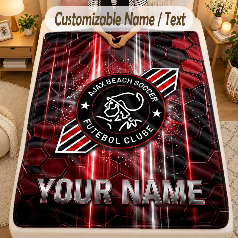 Flannel BlanketAjax Amsterdam Custom Name Text Personalized Soft Warm Throw Blanket Home Decor Gift