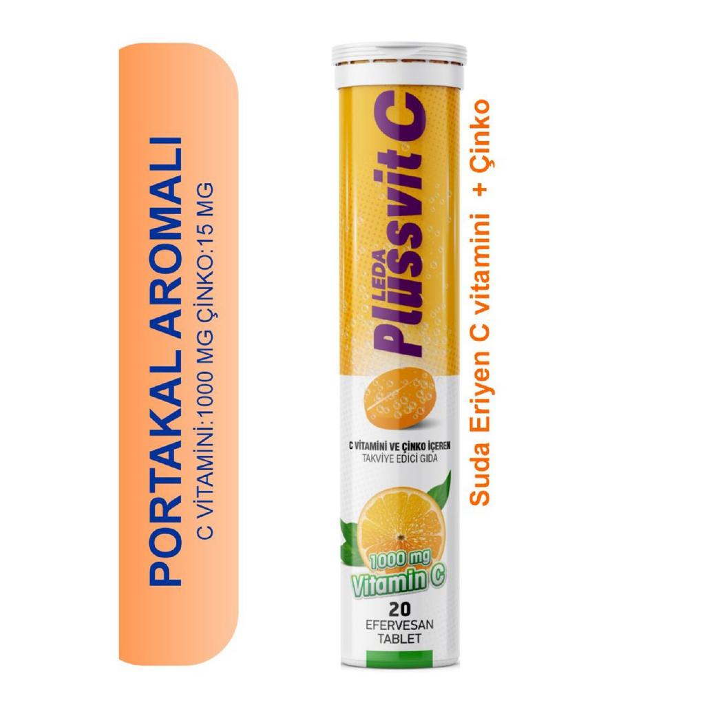 1000 мг 20 шипучих таблеток, содержащих Plssvit витамин C и цинк (в воде)