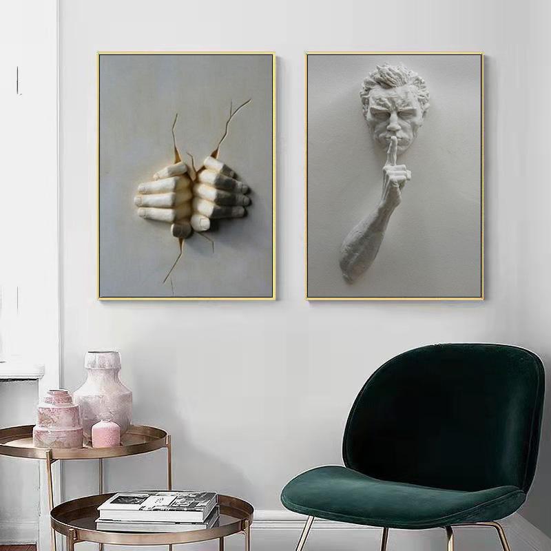 Абстрактная статуя, рисунок на холсте, визуальные 3D эффекты, плакаты, принты, настенная художественная картина для гостиной, домашний декор, подарок Cuadros