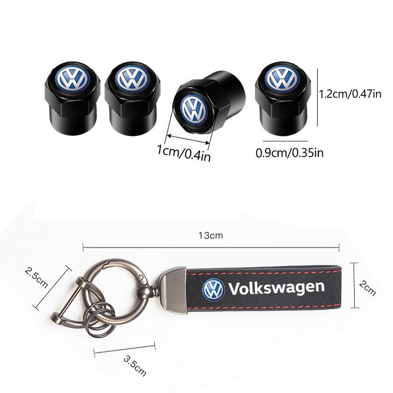 VEMZG1 Car Tire Wheel Valve Caps Cover Suede Car Key Chain Ring Keychain For VW R GTI Polo Golf Passat Tiguan Arteon Touareg ID.3 Jetta