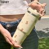 Термобутылка для воды 30 унций с ручкой-соломкой из нержавеющей стали, термос, стакан-тумблер для горячего кофе, автомобильный, для спортзала, путешествий, изолированная термокружка
