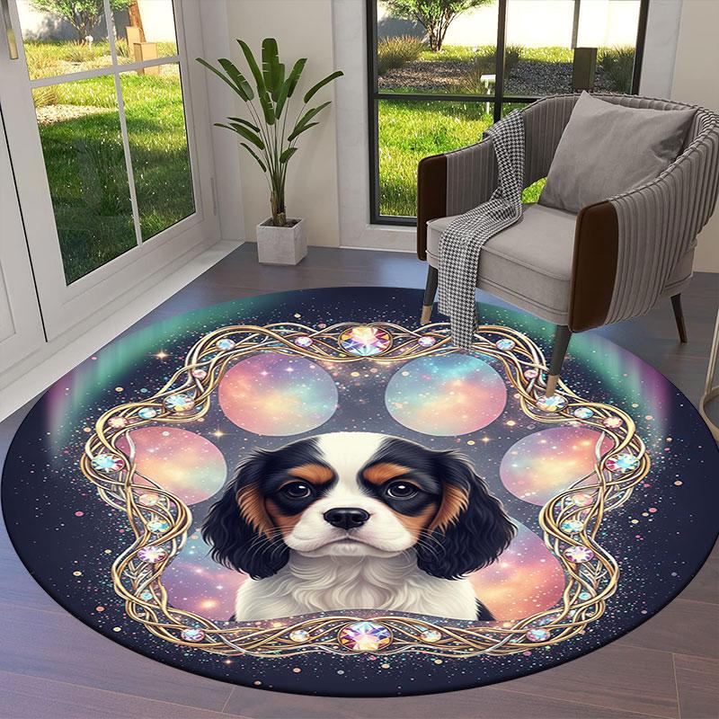 Dogpaws Round Area Rug,Carpet Rug for Living Room Bedroom Sofa Playroom Decor,Non slip Floor Mat