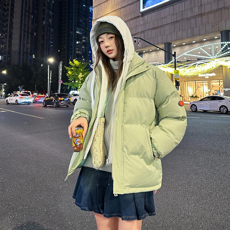 Winter Cotton Coat Popular Men's Thick Cotton Coat Women's Hooded Couple's Coat Simple Color Matching Warm