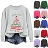 Ladies' Christmas Printed Casual Long Sleeved Round Neck Sports Hoodie Top