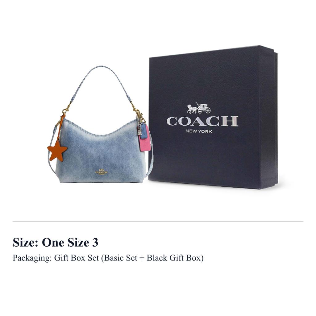 Coach Тканевая сумка-хобо с лавровым принтом Сумка через плечо Большая женская Джинсовый синий CEF26-IMNIM