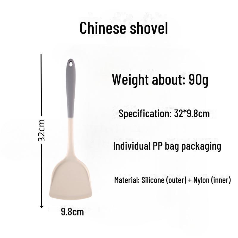 Силиконовая лопатка, устойчивая к высоким температурам, для приготовления и жарки - кухонная утварь с антипригарным покрытием