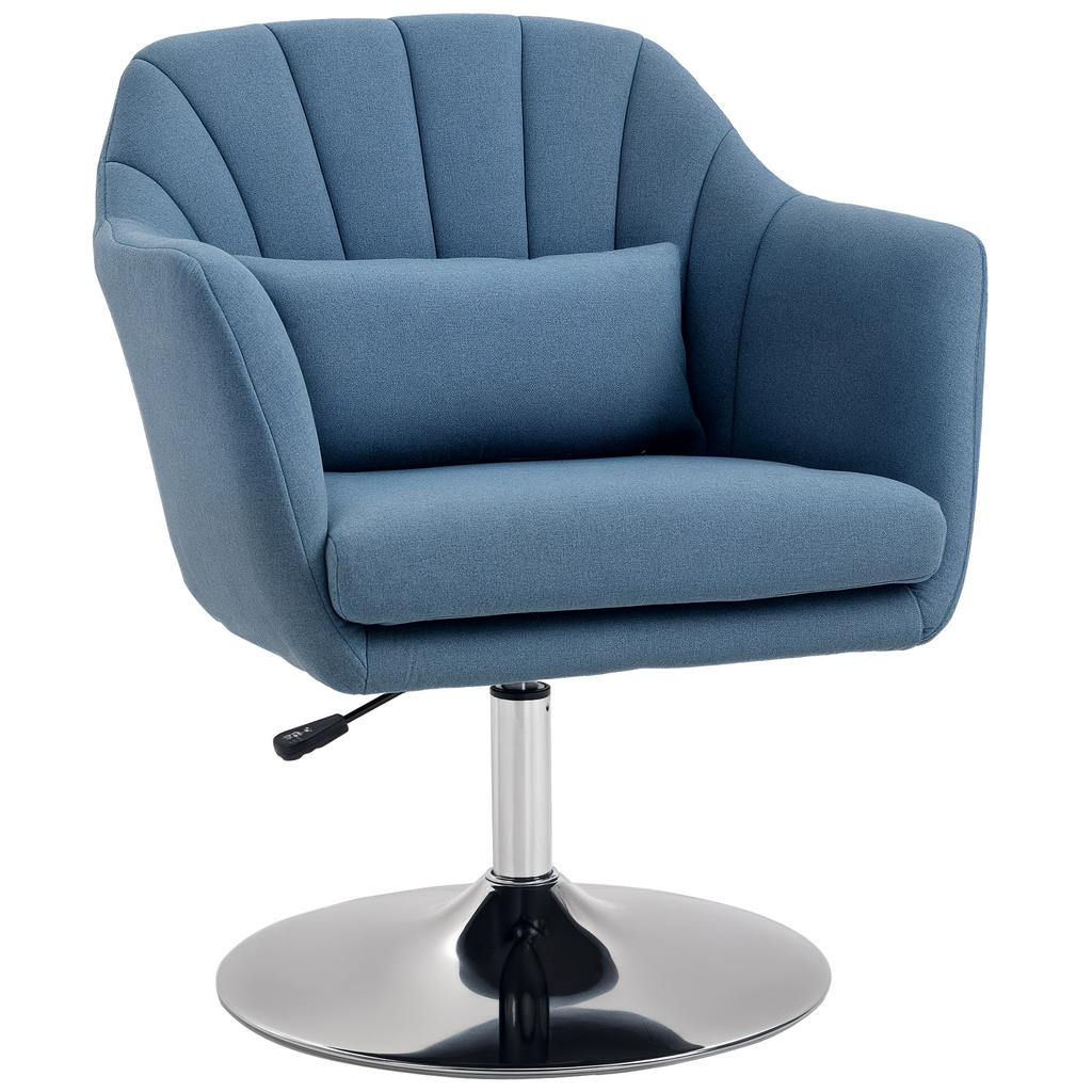 Swivel Linen Fabric Accent Chair for Living Room Contemporary Vanity Armchair with Adjustable Height Thick Cushion Lumbar Support Armrest for Bedroom