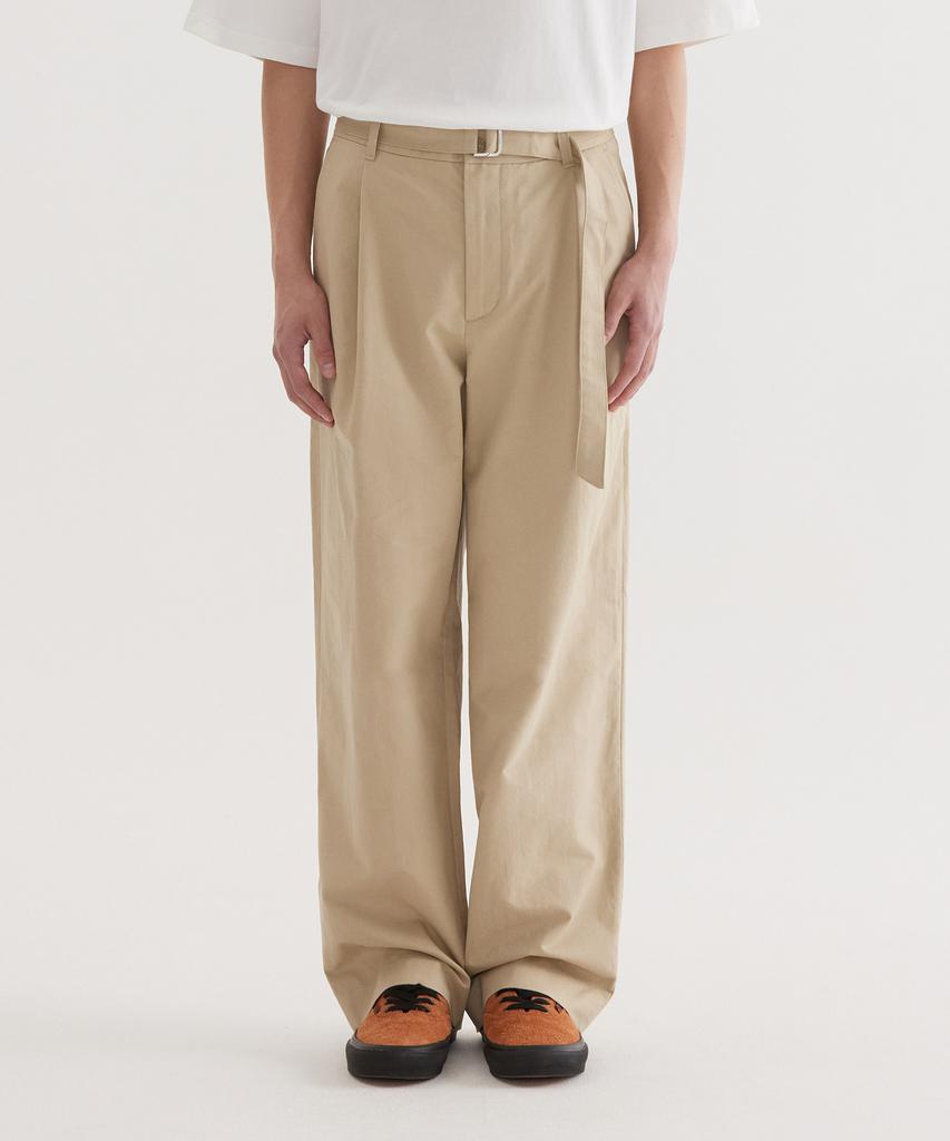 COVERNAT Semi-Wide Cotton Belted Pants Beige
