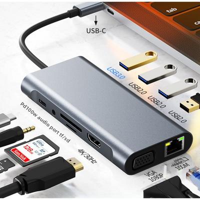 11 в 1 USB C Hub многопортовый адаптер для MacBook Pro Air с HDMI VGA Ethernet USB 3.0 портами док-станция для ноутбука