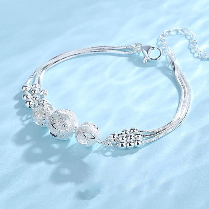 ANENJERY Серебряный цветной браслет Lucky Bell для женщин, винтажный элегантный ювелирный аксессуар