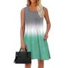 Ladies Fashion Summer Gradient Print Dress Loose Beach Vacation Casual Sleeveless Sundress