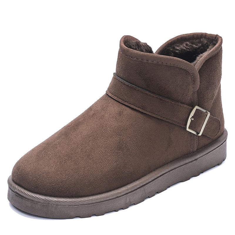 Hot Sale Fashion Brown Men's Winter Boots Unisex Warm Plush Snow Boots Man Flat Slip-on Ankle Boots Size 36-47 Botas Para Hombre