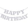 Whaline Light Pink Glitter Happy Birthday Banner Hot Girl Party Decoration Summer Hanging Garland for Pink Birthday Baby Shower Party Backdrop