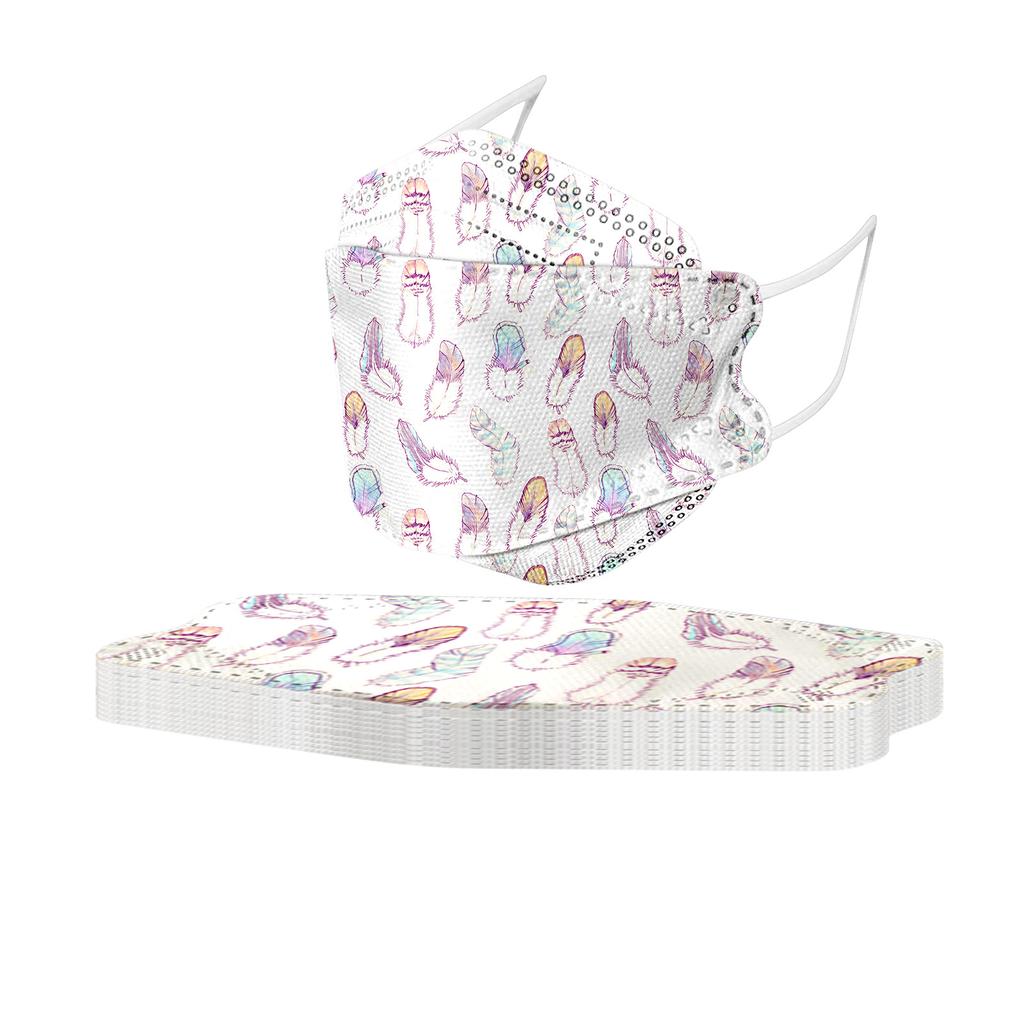 20 шт., унисекс, для взрослых, с принтом перьев, уличная маска, защитная одноразовая маска для лица