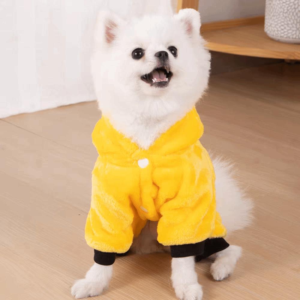 Soft Fleece Pet Dog Clothes Warm Hoodies Coral Velvet Puppy Clothes Tigger Pattern Cartoon Design Dog Jumpsuits Small Dogs
