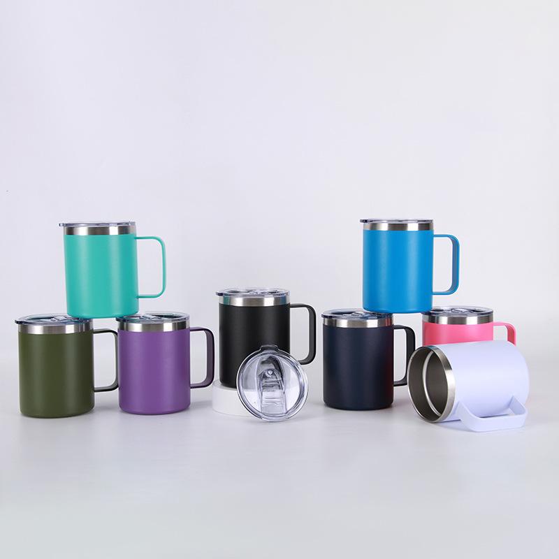Новая 12-унциевая изолированная кружка-роллер из нержавеющей стали 304, переносная ручка, кофейная кружка, вакуумная изоляция, кружка для мороженого, предметы домашнего обихода