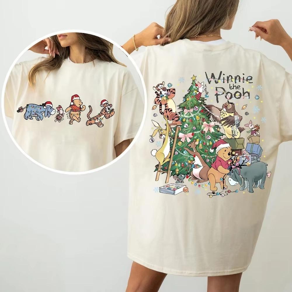 Retro Disney Pooh and Friends Christmas Tree Shirt Christmas Family Matching Tee Pooh Piglet Tigger Eeyore Christmas Shirt
