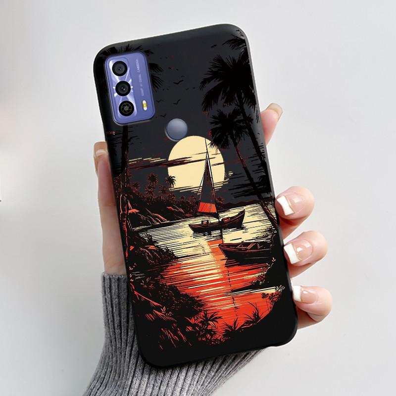 New Design Case For TCL 20B (6159K) Fashionable Black Love Pattern Shockproof Protective Cover Soft Silicone Black Case