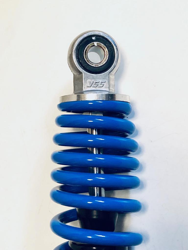 YSS Rear Spring for Address Suspension, Chrome/Blue, 5-Stage Preload, V125/G/S, V125-315mm