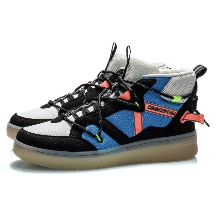 Li Ning Counterflow Hunter Нескользящие Износостойкие Средневысокие Кеды для Скейтборда Мужские Черно-Синие AGCQ127-3