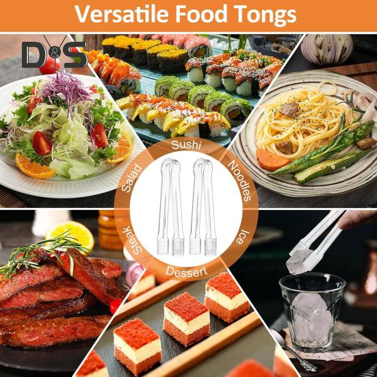 10 шт. акриловые сервировочные щипцы прозрачные одноразовые кухонные принадлежности для вечеринок, еды, шведского стола, 6,3 дюйма, гладкая ручка, нескользящая, многоразовая, салат, кейтеринг, лед