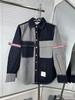 High Version Double-Sided Webbing Stripe Denim Jacket with Lapel for Men and Women