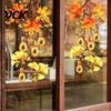 Autumn Theme Party Supplies Fall Thanksgiving Static Window Clings, Pumpkin Maple Leaf Floral Glass Decals Decals, Removable Harvest Season