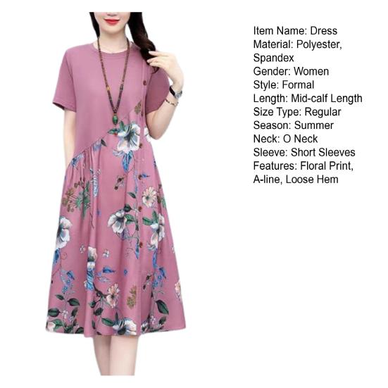 Женское летнее платье с цветочным принтом в стиле пэчворк с круглым вырезом и короткими рукавами трапециевидной формы в стиле ретро до середины икры, декор на пуговицах, женское повседневное платье миди для свиданий