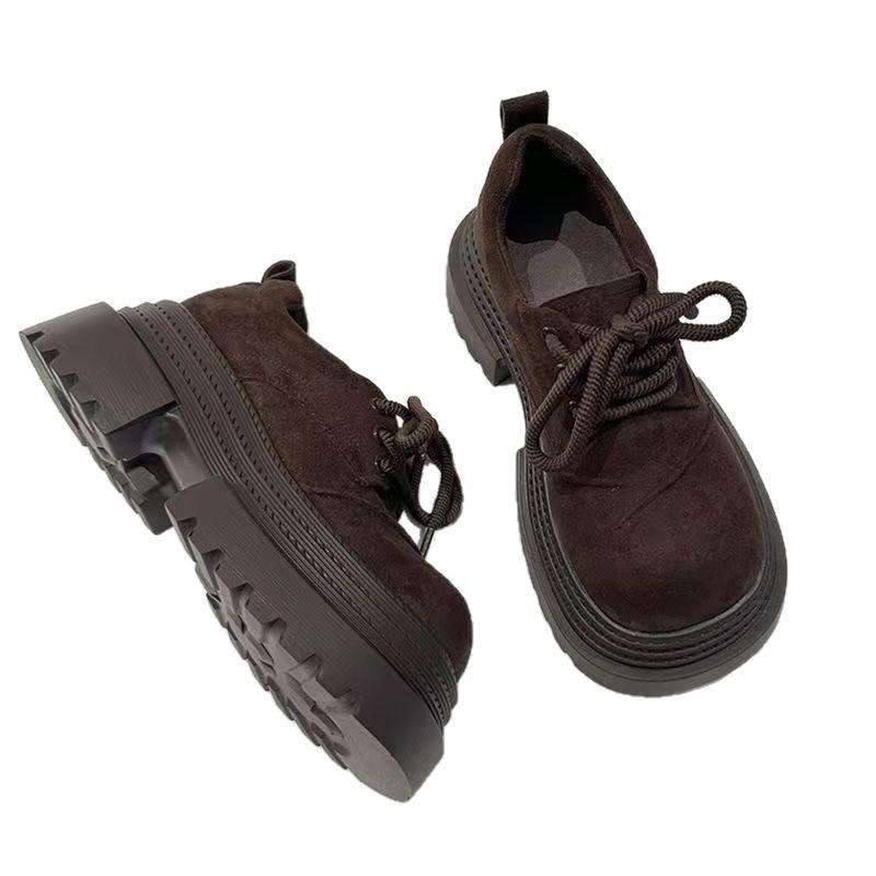 Ретро британский стиль туфли с большой головой женские мокасины весна-осень 2025 новые универсальные модные туфли на шнуровке на платформе женские