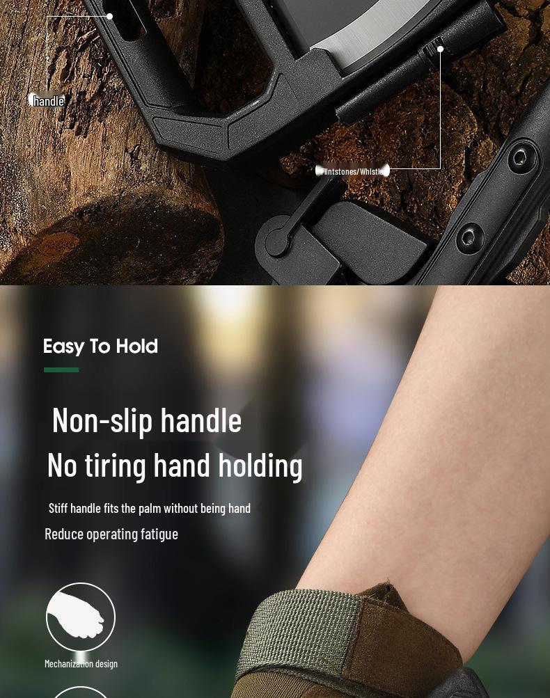 Axe Outdoors Кемпинговый и Тактический Многофункциональный Топор для Деревообработки, Рубки и Пожаротушения