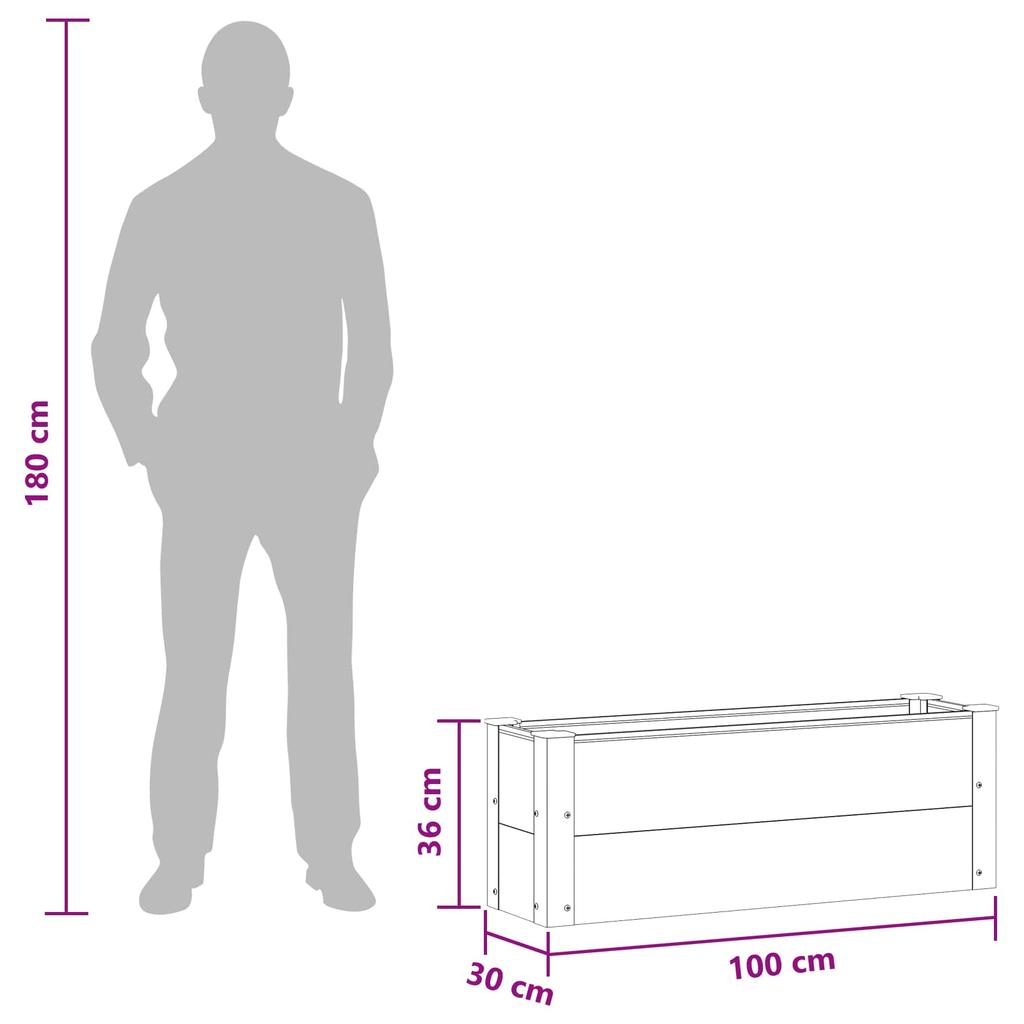 Raised Garden Bed Black 100 x 30 x 36 cm