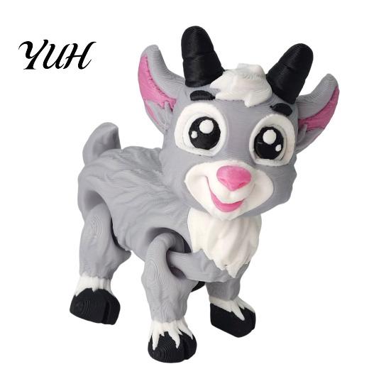 Сочлененная фигурка животного 1/2 шт., 3D-печатная коза-игрушка-антистресс, мультяшная фигурка, развивающая, с подвижными суставами, для украшения рабочего стола, экшн