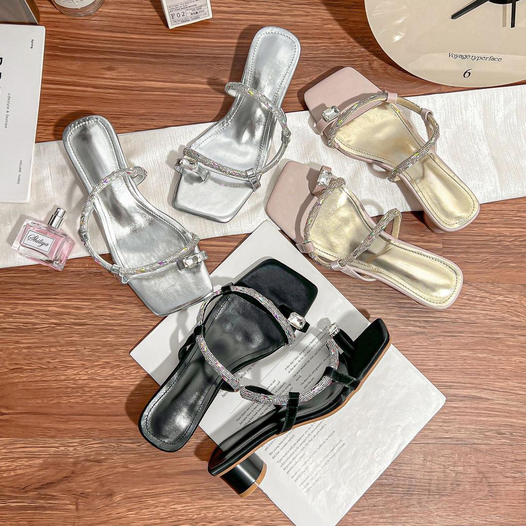 High-heeled Sandals for Women Are Not Tired of Their Feet, Fashionable Open-toed Thin-strapped Cool Slippers for Women's Summer Outer Wear, Daily Ver