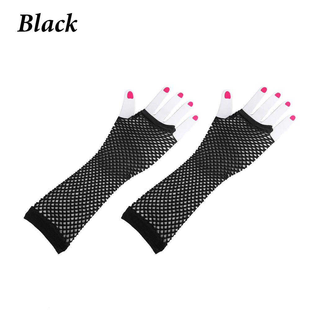 Women Holes Costume Mittens Fishnet Gloves Hollow Out Fingerless