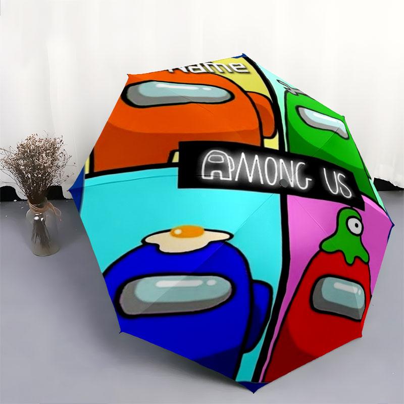 1 PC Automatic Folding Umbrella - Among Us Custom Name Pattern, Portable & Foldable Design with 8 Ribs, Christmas Birthday Gifts