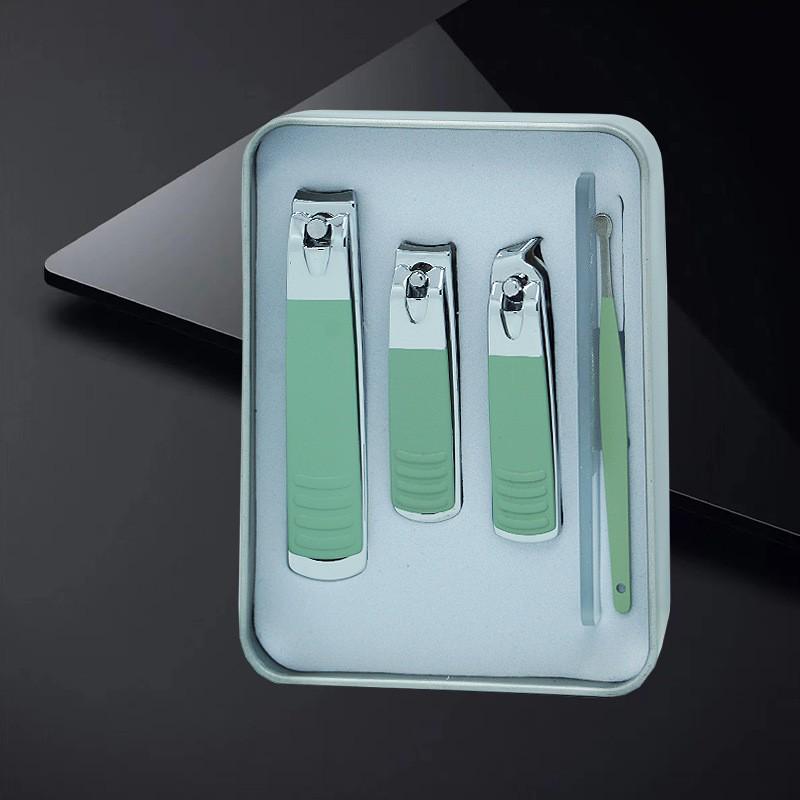 Portable Manicure Kit: Tin Box Nail Clippers, Scissors, Eyebrow Tweezers, and Ear Spoon Gift Set