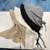 Summer quick-drying sunscreen bucket hat women's simple solid color bow basin hat travel UV protection sun hat