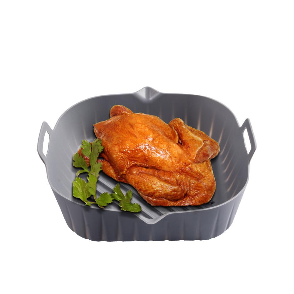 Силиконовая корзина для аэрофритюрницы, квадратный силиконовый поднос для аэрофритюрницы, легкоочищаемая подкладка для посуды, тарелка для пиццы, коврик для сковороды, аксессуары для аэрофритюрницы