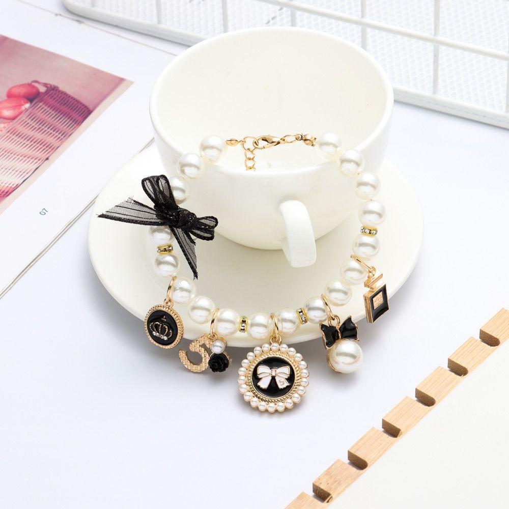 Products Puppy Accessories Cute Collar Bow Necklace Adjustable Dog Cat Princess Pet Pearl Collar