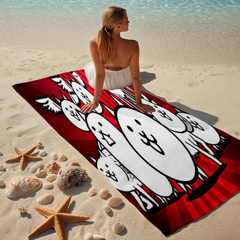 proof beach towel with a The Battle Cats pattern - soft,absorbent,quick-drying,machine washable - perfect for swimming,camping,bathing