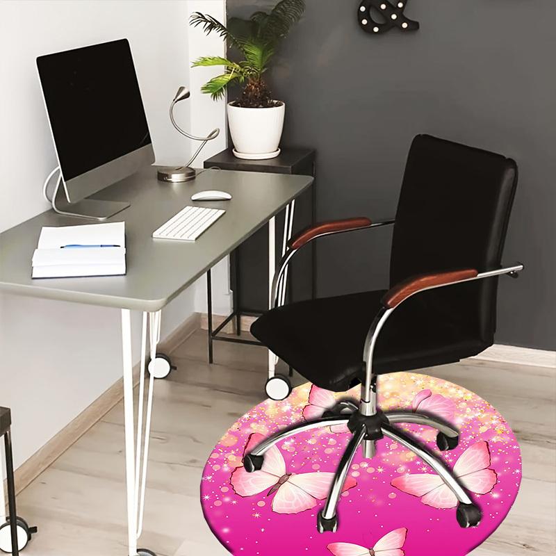1PC Butterfly Pink Non-Slip Floor Round carpet, Office, family, bedroom, Large Area Rug Indoor Rugs, Durable Polyester-Z0404