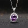 Sterling  Geometric Cubic Zirconia Pendant Necklace for Women Luxury Female Wedding Trend Accessory Party Jewelry