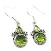 [P7201] - Silver 'Heaven' Peridot Silver Earrings - 17x13 Mm