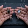 Retro Key Pendant Necklace Moonstone Obsidian Statement Jewellery Vintage Black Stone Necklace Party Accessories