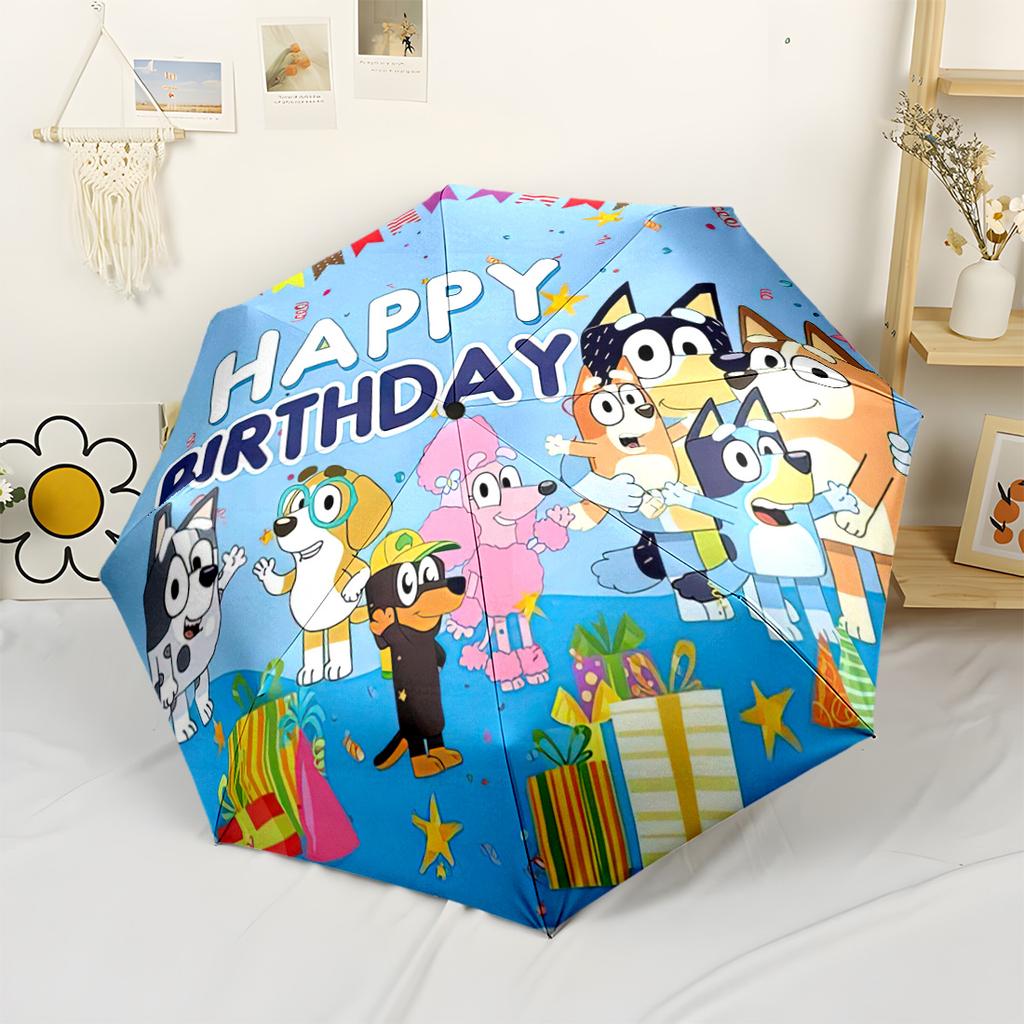 Bluey And Bingo Adventure Outdoor Automatic Umbrella Compact & Durable 8-Rib Design Foldable Design Travel Essential Fashionable Accessory