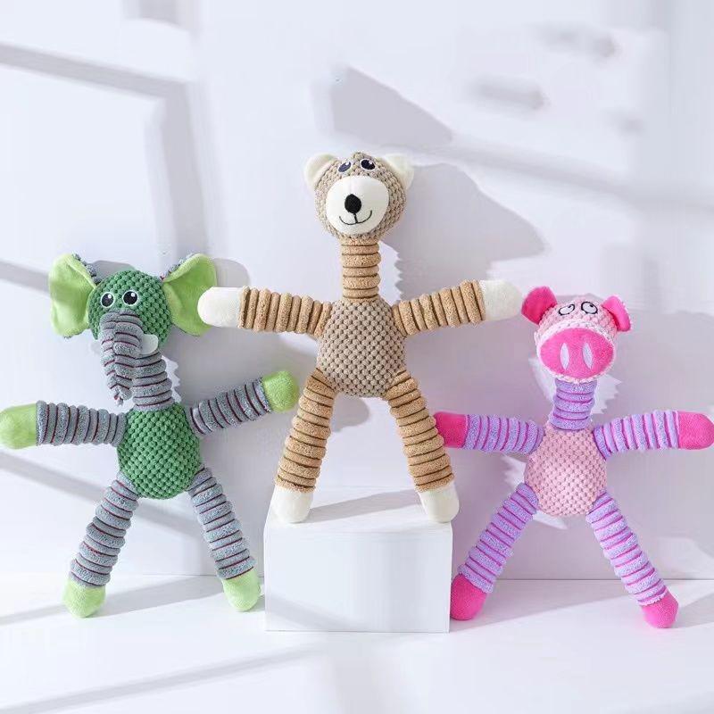 Игрушки для собак Pet Squeak, валюта, устойчивая к укусам, мультяшный дизайн животных, избавляющий от скуки, молярные интерактивные игрушки, плюшевые